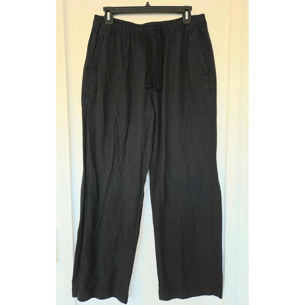Abercrombie Black Cotton Linen Blend Wide Leg Pants Sz S Boho Resort Nantucket